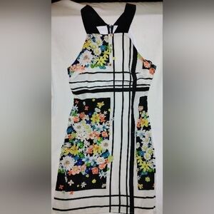 Neiman Marcus Ali Ra Dress. Lined Black And White With Floral And Zipper